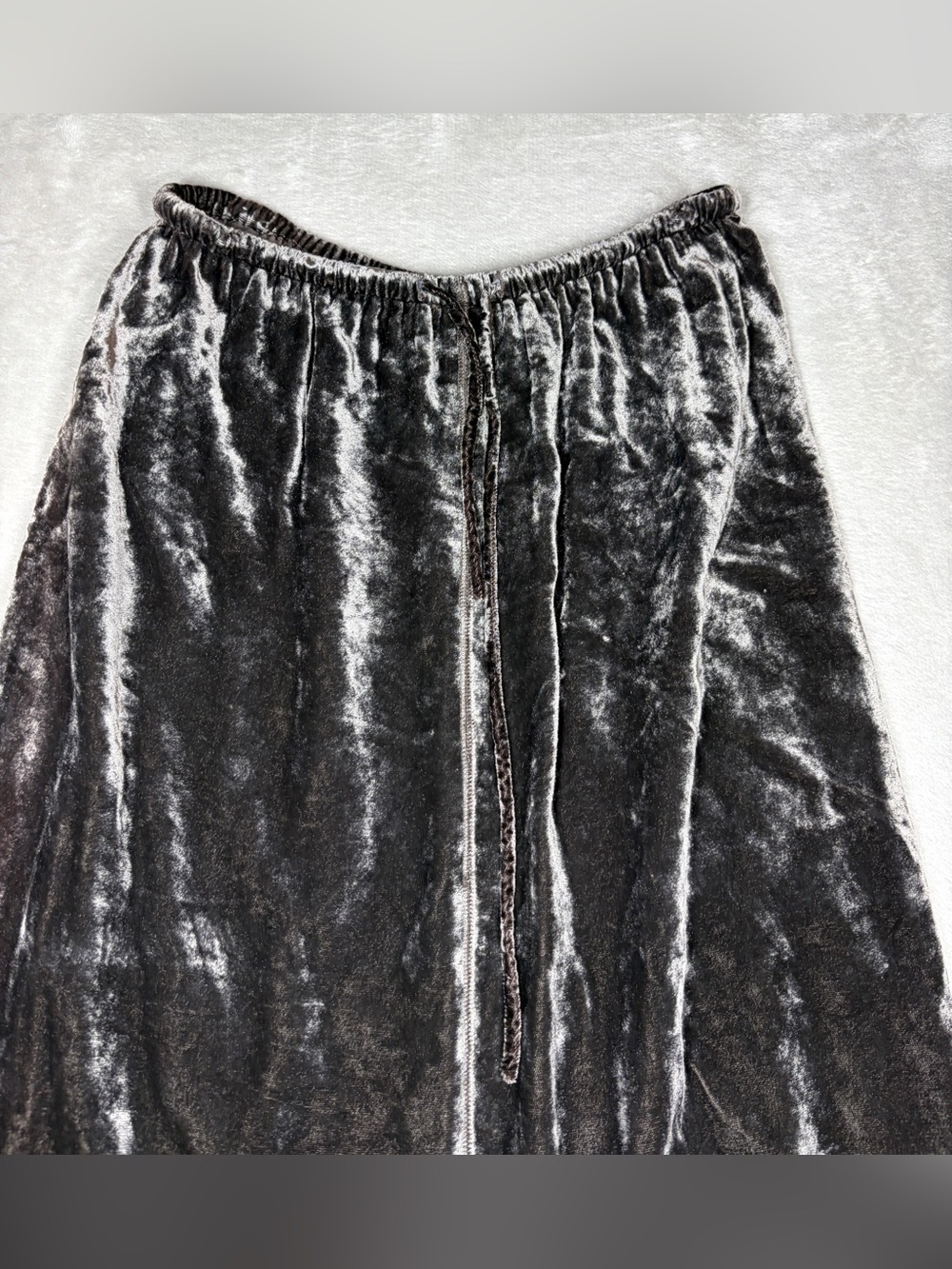 Vintage J.Jill Grey Silver Velvet Whimsigoth Maxi Skirt Size Medium - Picture 2 of 14